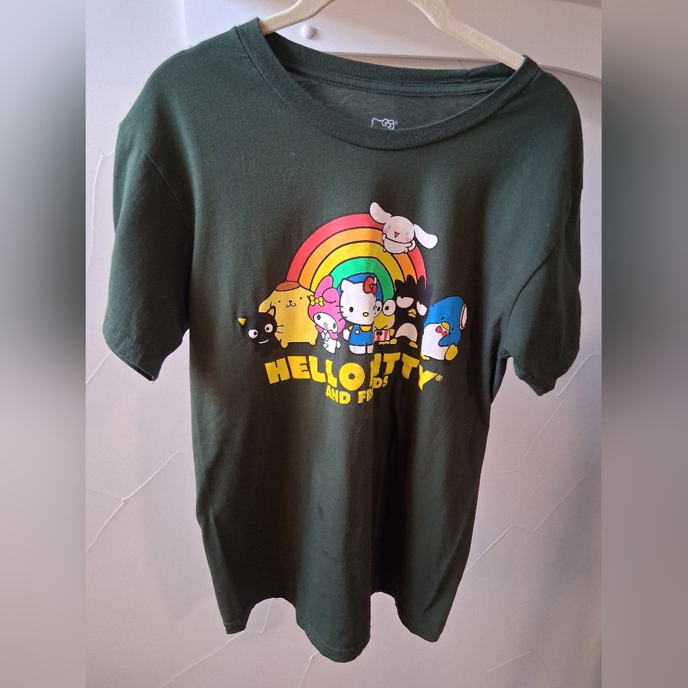 Urban Outfitters Sanrio Women's Dark Green Hello Kitty T-Shirt Size M